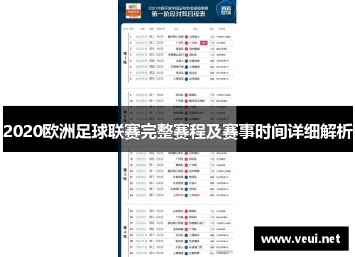 2020欧洲足球联赛完整赛程及赛事时间详细解析